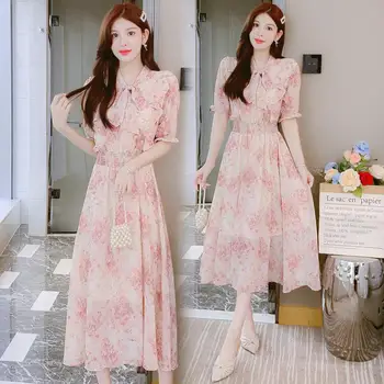 N Yangyang & Summer Fashion - Новое Летнее Платье 2023 года с уменьшением возраста В Корейской версии Sweet Lady Plant Flowers Summer Dress