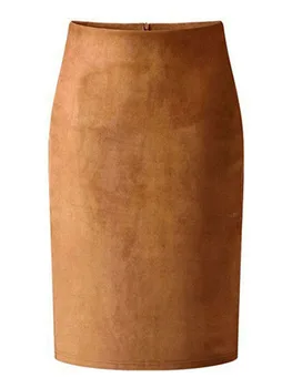 Сексуальная многоцветная замшевая юбка-карандаш Миди, женская мода 2024, эластичные офисные женские юбки-футляры с высокой талией, размеры Изображение 2
