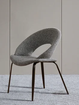 Обеденный стул из хлопчатобумажной и льняной ткани, стул для кафе Изображение 2