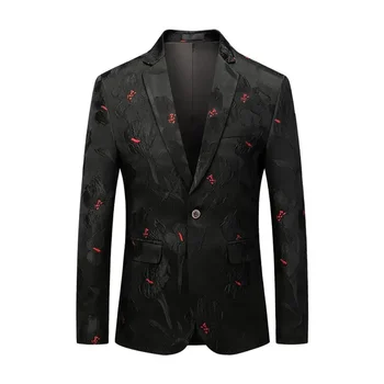 Большой мужской деловой повседневный костюм сезона Весна-осень 2023, черный цельный маленький костюм, выполненный из цельного куска ткани