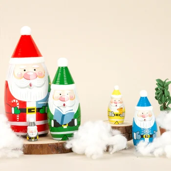 1 Набор Рождественских Русских Игрушек-Скворечников Деревянные Штабелируемые Куклы Куклы Санта-Клауса