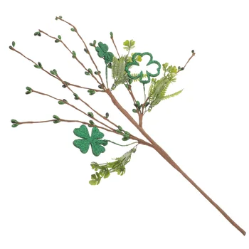 Имитация декора в виде четырех листьев Ко Дню Святого Патрика, Орнамент из искусственных листьев, искусственная ножка, Пластиковая ваза