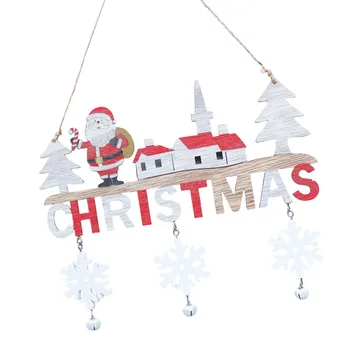 Деревянные рождественские украшения для дверей, деревянные вырезы, подвески в виде лося Санта-Клауса для рождественских праздников, украшения для вечеринок