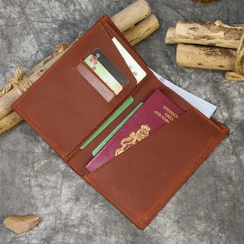 Высококачественный кожаный бумажник для паспорта, держатель для карт, кошелек из натуральной кожи, двойной кошелек для посадочного талона, толстая кожа