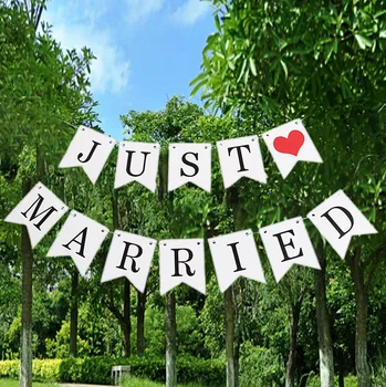 Счастливая свадьба, молодожены, баннер с овсянкой, свадебный душ, Реквизит для свадебной фотобудки, флаг Для украшения свадебной вечеринки на открытом воздухе Изображение 2