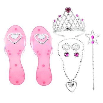 1 Комплект Девочек Волшебная Палочка Ожерелье Корона Серьги Каблуки для Представления на День Рождения Косплей Вечеринка