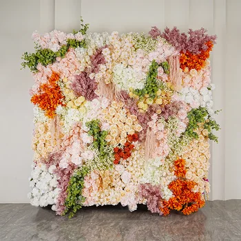 роскошная 5D розово-зеленая растительная ткань, свернутая в рулон, цветочная настенная ткань, подвесной занавес, растительная стена, событие, вечеринка, свадебный фон, декоративный реквизит Изображение 2
