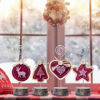 Рождественские Креативные Деревянные украшения, Новый Год 2024, Украшение для визитных карточек из дерева и железа, Фотоклип, Украшение для рабочего стола Navidad