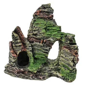 Вид на ландшафтный дизайн из смолы, камня, игра в скалу, пещеру, дерево, мост, Декоративный орнамент, аквариум, восхождение на Аквариумную гору Изображение 2