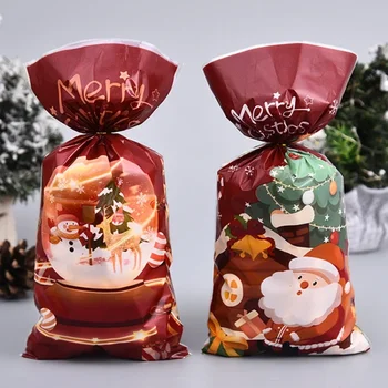 50шт Счастливого Рождества Пакеты Для Конфет Пластиковый Подарочный Пакет Рождество Смешанный Санта Клаус Снеговик 2023 Домашний Декор Navidad Noel Новый Год 2024
