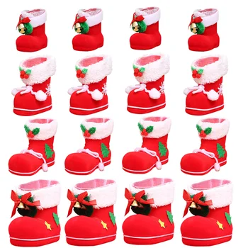 Рождественский подарочный пакет с красными конфетами, Креативные Ботинки для хранения сахара, Мини-Фестивальные принадлежности для украшения дома