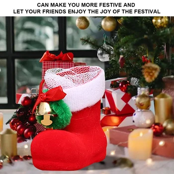 Рождественский подарочный пакет с красными конфетами, Креативные Ботинки для хранения сахара, Мини-Фестивальные принадлежности для украшения дома Изображение 2
