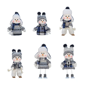 Серия Christmas Blue Тканевые снеговики, убирающиеся куклы, украшения для елки, фигурка Санты, рождественские подарки, поделки для дома