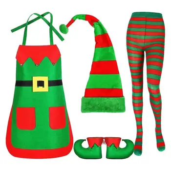 Женщины девушки Рождественский костюм Санта Клауса Взрослые Семейные костюмы зеленого эльфа для косплея Костюм для Рождественской вечеринки Новогодний наряд