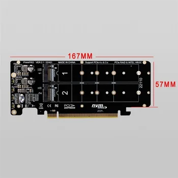 Двухдисковая карта расширения PCIE 4.0 от PCIEx16 до M.2 M-Key NVME SSD, поддерживает 4 твердотельных накопителя NVMe M.2 M Key 2280