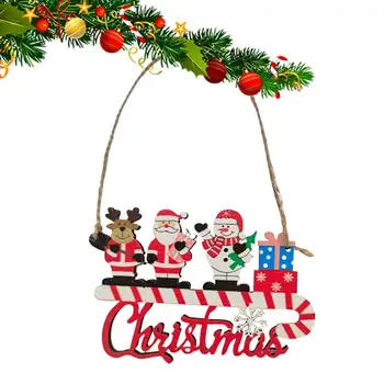 Рождественский деревянный кулон, Подвесной Рождественский декор в виде гнома, Рождественский Гном-Лепрекон, Подвесная вывеска, Резьба по дереву