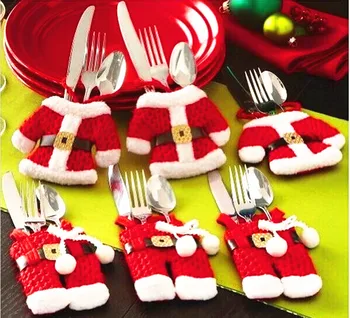 Украшение рождественского стола, Рождественский набор ножей и вилок, Рождественский набор посуды, рождественская маленькая одежда, маленькие брюки