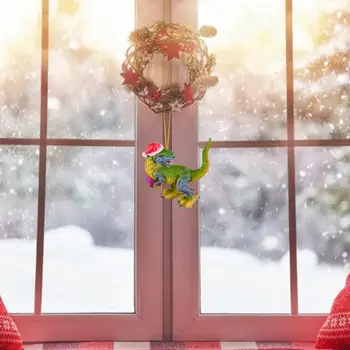 Рождественский кулон с динозавром, забавное животное, Рождественские подвесные украшения, Рождественская елка, украшения в виде дракона, Декор автомобиля, подарок для детей Изображение 2