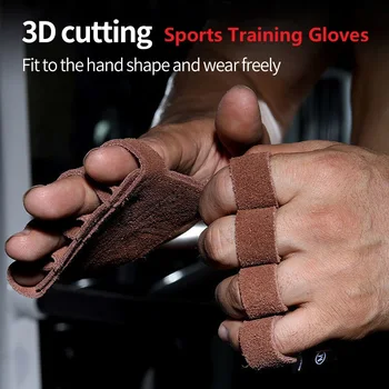 Кожаные перчатки для тренировок по поднятию тяжестей с защитой ладоней, женские Мужские перчатки для фитнеса, спортивные Гимнастические захваты, подтягивания, перчатки для тяжелой атлетики
