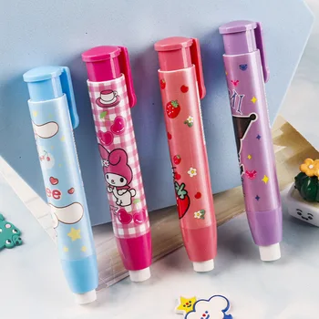 Персонажи Sanrio Hello Kitty Melody Нажимают на ластик Мягкий карандаш в форме ручки, Ластик со сменной резиновой сердцевиной, Канцелярские принадлежности Оптом Изображение 2