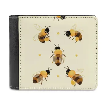 Honey Bees Кожаный Кошелек Мужской Классический Черный Кошелек Держатель Для Кредитных Карт Модный Мужской Кошелек Honey Bees Bees Bee Cottagecore