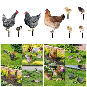 Садовые колья для цыплят, скульптура животного для украшения газона во дворе 203C Изображение 2