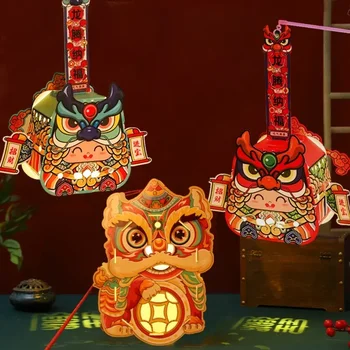 Творческий бумажный фонарь для танца Льва, набор для поделок, Китайский Светящийся Бумажный фонарь Ручной работы, Подарок на Новый Год, Украшение Весеннего фестиваля Изображение 2