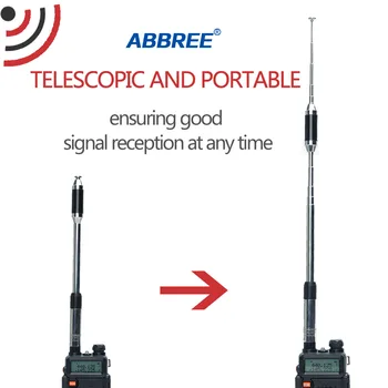 ABBREE AR-770 Телескопический SMA-Разъем VHF UHF 144/430 МГц Двухдиапазонная Антенна Для Портативной Рации Baofeng UV-5R UV-82 TYT Изображение 2