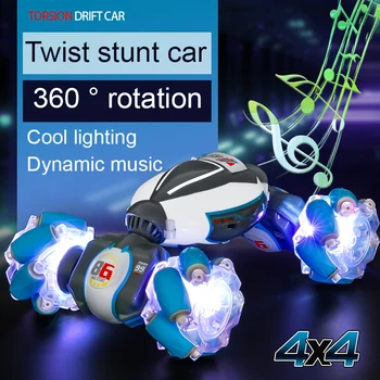4WD RC Stunt Car Дистанционное Управление Автомобильными Часами Жесты Рук Вращающийся На 360 ° Внедорожный Альпинистский Выхлоп Паяльная Лампа Музыкальная Игрушка Для Детей Изображение 2