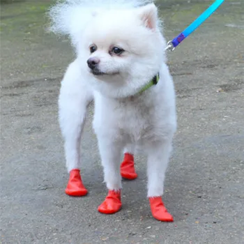 4 шт./компл. Водонепроницаемая обувь для собак для чихуахуа, резиновые непромокаемые сапоги типа воздушного шара, Портативные аксессуары для собак, Уличная обувь, Носки Изображение 2