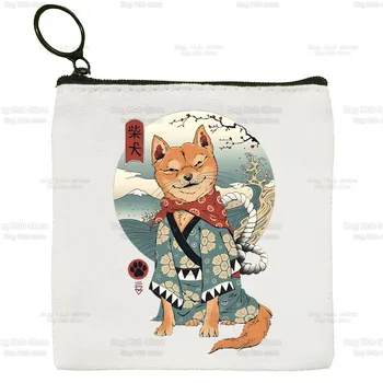 Шиба-Ину Простой холщовый кошелек для монет, Милый мультяшный кейс для ключей, Японская милая сумка для собак Каваи, Сумка для хранения монет Изображение 2