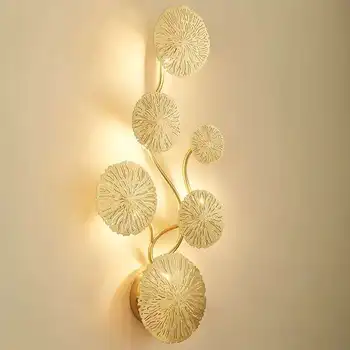 Золотые Светодиодные Настенные Светильники Lotus Leaf Настенные Светильники Гостиная Спальня Прикроватный Светильник Home Deocr Настенные Бра Лофт Декор Осветительный Прибор