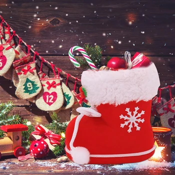 Рождественские Маленькие красные сапожки, креативные сапожки для хранения сахара, мини-праздничный пакетик для конфет, Праздничные принадлежности для украшения дома на тему фестиваля Изображение 2