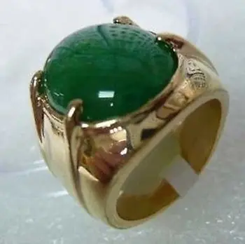 Лидер продаж, Хорошие Мужские ювелирные изделия, кольцо из зеленого натурального камня, размер 9,10,11# Изображение 2