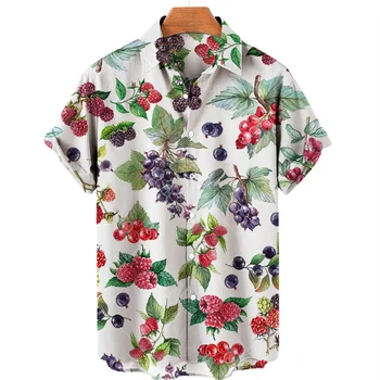 Гавайская фруктовая рубашка, женская одежда, Корейская летняя одежда для мужчин, верхняя одежда Statue, рубашка и блузка мужской футбольной команды Fugees Изображение 2