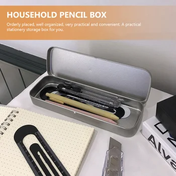Жестяная коробка для карандашей, металлический пенал для хранения в комнате, органайзер для карандашей, аксессуар для ручек, пенал для ежедневного хранения Изображение 2