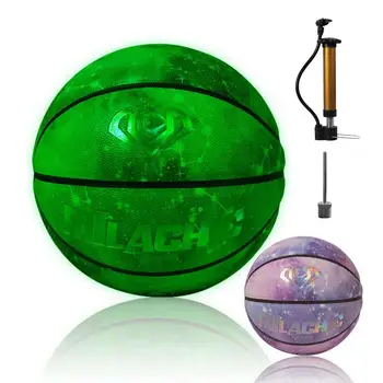 Голографический светящийся баскетбольный Самосветящийся светящийся мяч Размером 7 Для помещений, улиц, Баскетбольные мячи из композитной искусственной кожи для