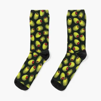 Зеленые оливки с красными перцами - Новинка, Носки с рисунком еды, Аргентина, забавные подарочные носки для мужчин, хлопковые 100% мужские носки, женские