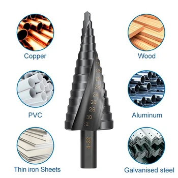 3 комплекта инструментов для сверления металлических отверстий со шнековым наконечником Металлические сверла для стали (4-12 / 20 / 32 мм)