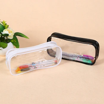 Прозрачный пенал из мягкого пластика, студенческая прозрачная сумка для ручек из ПВХ, прозрачная сумка