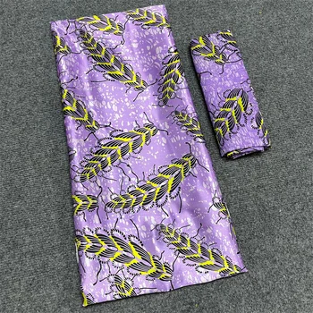 Женская ткань из мягкого атласного шелка в африканском стиле, шифоновая блузка, 4 + 2 ярда