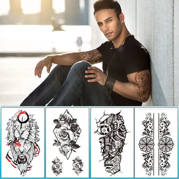Креативная маленькая наклейка с тотемной татуировкой на всю руку, Модная наклейка с татуировкой на теле в виде цветов Лилии, наклейки с тотемной татуировкой для мужчин и женщин, Русалка Изображение 2