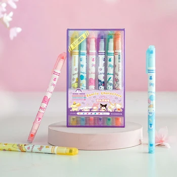 Новые маркеры Sanrio, двухлинейные цветные маркеры с головкой, милые мультяшные ручки Kuromi, цветные ручки с граффити, приз для студентов, Рождественский подарок