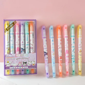 Новые маркеры Sanrio, двухлинейные цветные маркеры с головкой, милые мультяшные ручки Kuromi, цветные ручки с граффити, приз для студентов, Рождественский подарок Изображение 2