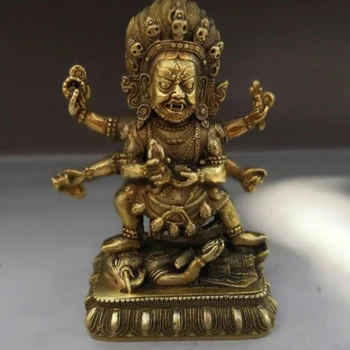 Тибетский буддизм Латунная статуя гневного божества-покровителя Ваджрапани Чана Дордже