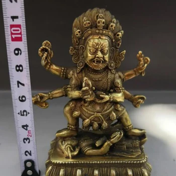 Тибетский буддизм Латунная статуя гневного божества-покровителя Ваджрапани Чана Дордже Изображение 2