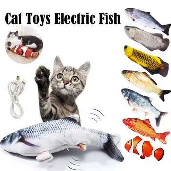 Игрушки для кошек, электрическая рыбка с USB-зарядкой, Встроенная литиевая батарея, Реалистичная имитация коренных зубов домашних животных, Интерактивные игрушки, принадлежности для домашних животных