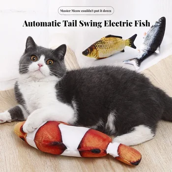 Игрушки для кошек, электрическая рыбка с USB-зарядкой, Встроенная литиевая батарея, Реалистичная имитация коренных зубов домашних животных, Интерактивные игрушки, принадлежности для домашних животных Изображение 2