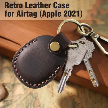 Роскошный Легкий для Airtag Кожаный защитный чехол ручной работы для Apple Holder Finder, устройство для защиты от царапин, чехол для брелка Изображение 2