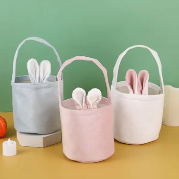 10/20 штук, сумочка с пасхальным кроликом, сумка-корзина с кроличьими ушками, упаковка подарочной коробки для вечеринки, коробка для цветных яиц, сумка для конфет, детский подарок на день рождения Изображение 2